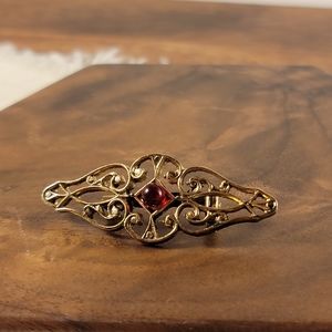 Victorian Style Vintage Brooch with red stone